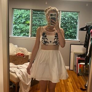 Mustard seed white and blue trim summer dress